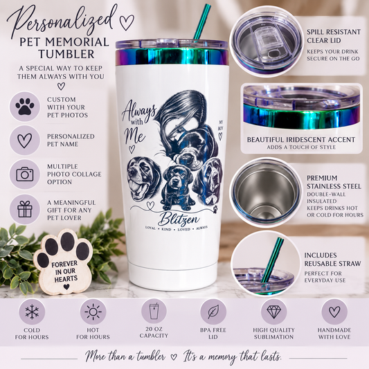 Personalized Pet Memorial Tumbler | Custom Photo Remembrance Cup