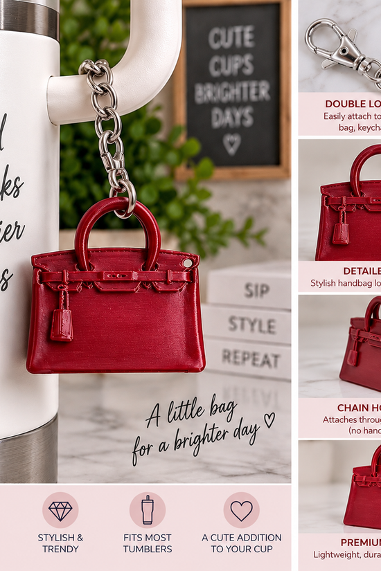 Ruby Red Structured Satchel Cup Charm | Mini Handbag Charm