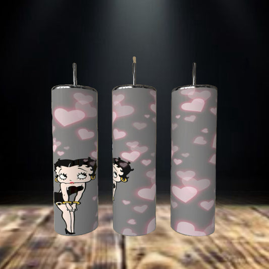 Betty Heart 20oz Skinny Tumbler handmade custom gift by Kreative By Design