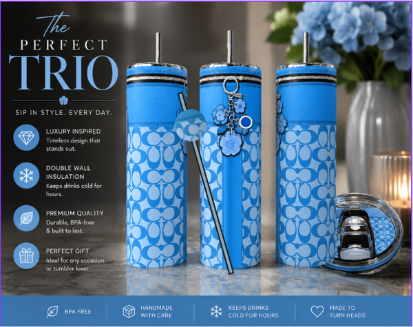 20oz Blue Stainless Steel Tumbler with Matching Lid