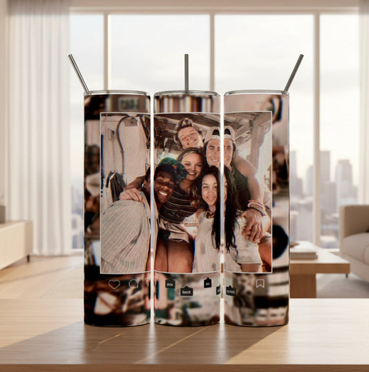 Decorative tumbler with a collage of people