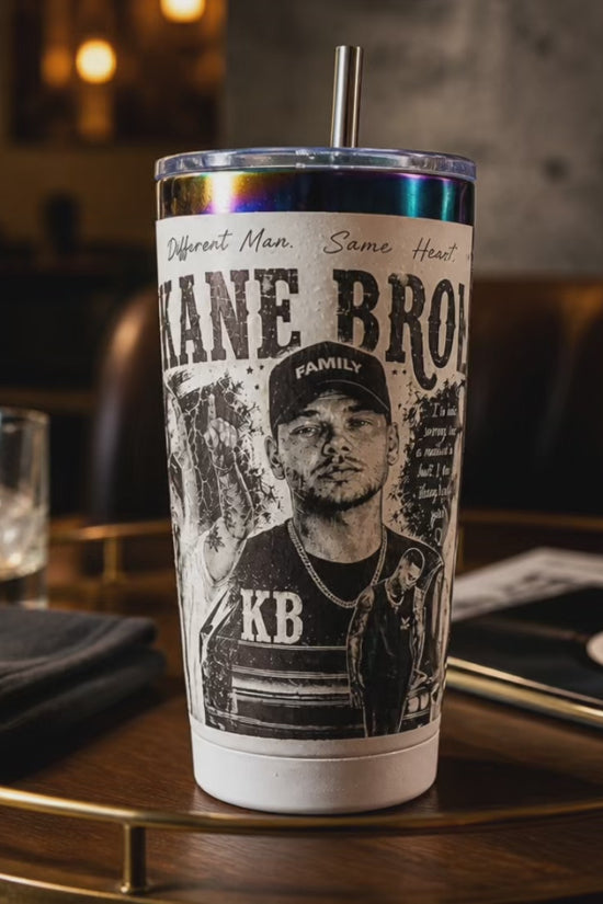 Kane Brown Inspired Engraved 20oz Oil Slick Tumbler | Country Music Fan Gift | Laser Engraved Stainless Steel Cup